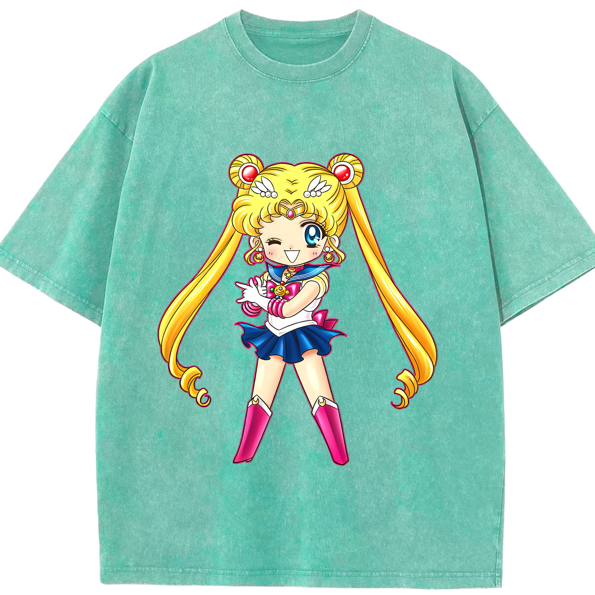（画像用） 美少女戦士セーラームーン 月野 うさぎ つきの うさぎ Sailor Moon Tsukino Usagi 綿100% ヴィンテージ風 半袖Tシャツ（フロントプリント）